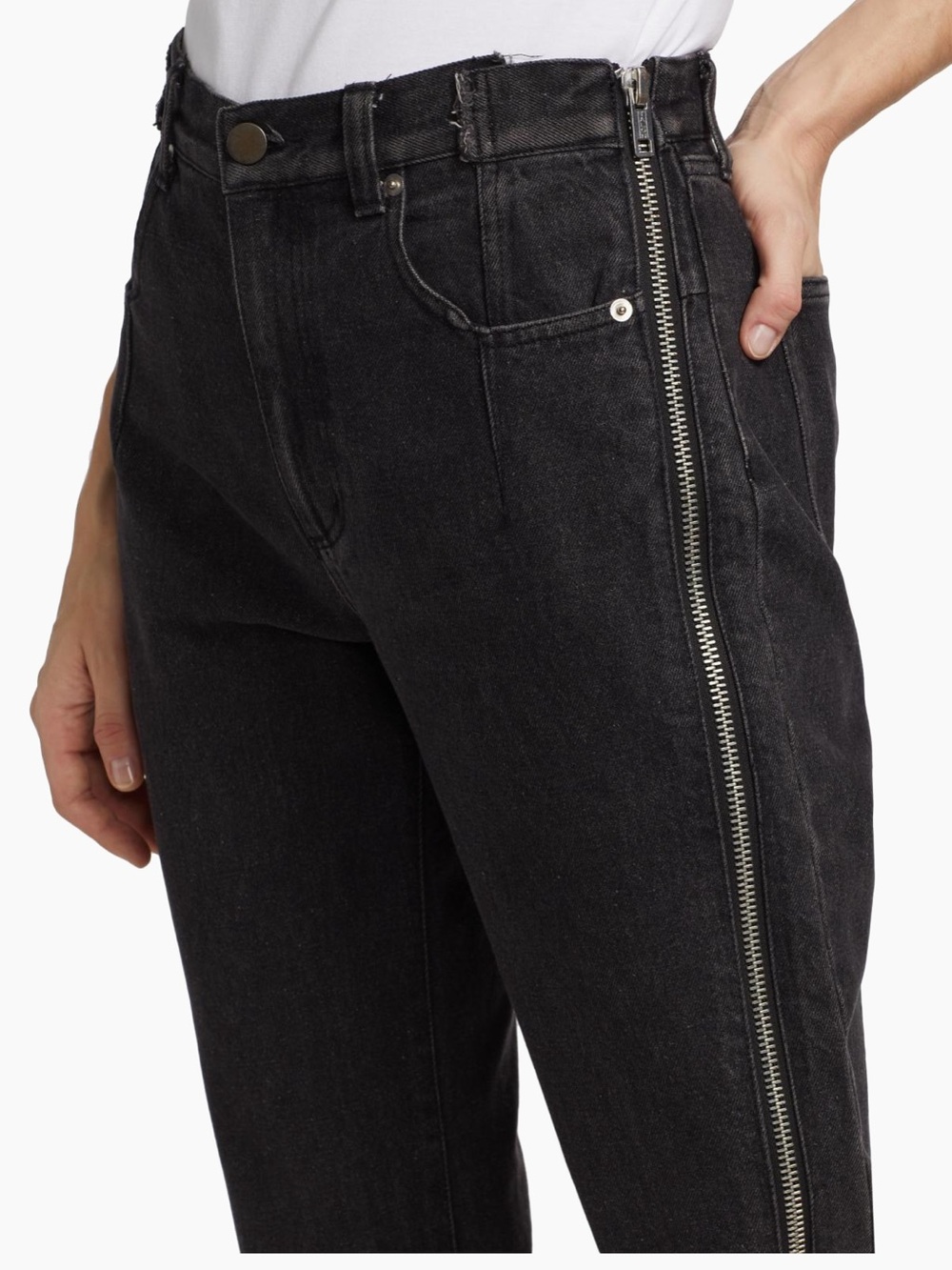 3.1 Phillip Lim Black High-Rise Jeans with Side Zipper